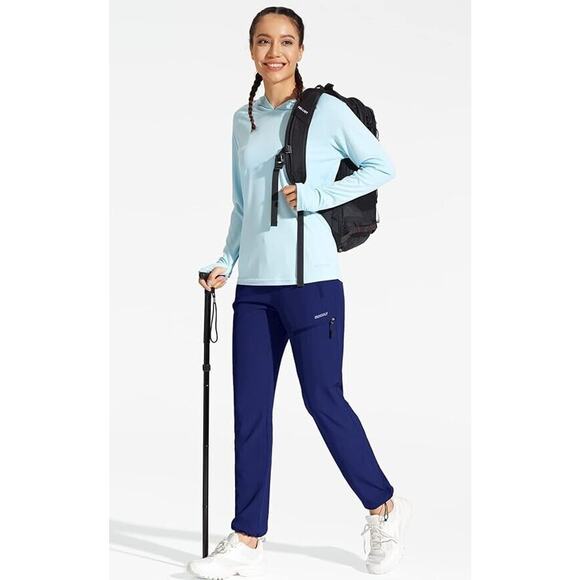 MOCOLY Women's Cargo Hiking Pants Elastic Waist Quick Dry Medium - Picture 3 of 4